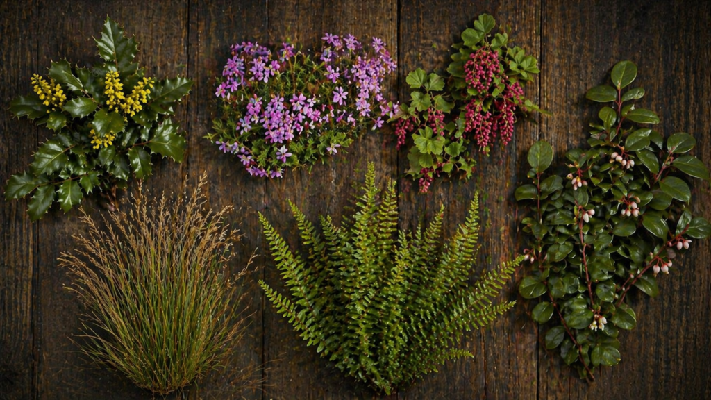 Native plants including Oregon Grape and Sword Fern in a Portland yard