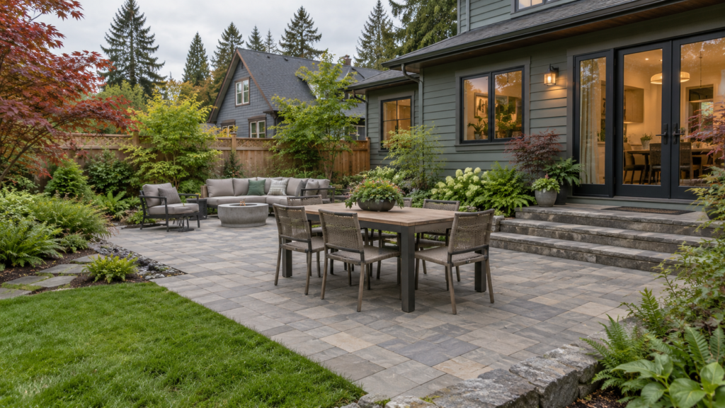 Paver patio cost Portland Oregon backyard paver patio installed